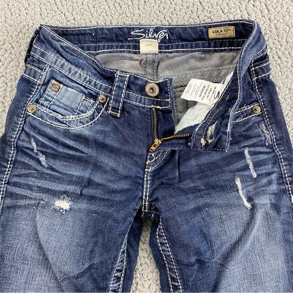 Silver Jeans Women's Lola 17" Straight Fit Thick Stitch Stretch Jean  | Size: 24 - Picture 3 of 14
